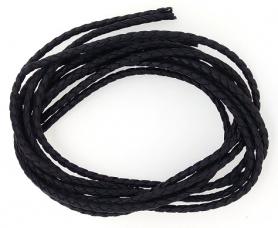 Шнурок кожаный плетеный черный Ф=2,0 мм, 65-70 см (гайтан)